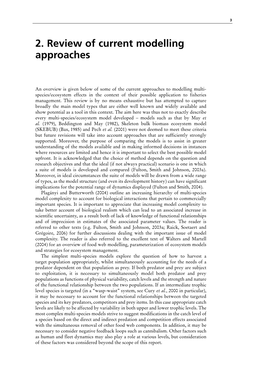 2. Review of Current Modelling Approaches