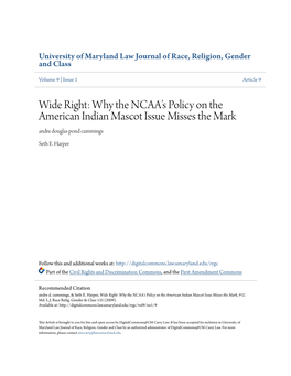 Why the Ncaaâ•Žs Policy on the American Indian Mascot Issue Misses the Mark