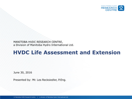 HVDC Life Assessment and Extension