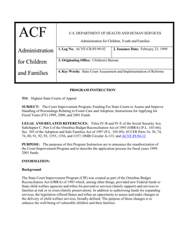 For Children and Families (ACF) Through the Normal Regulatory Process