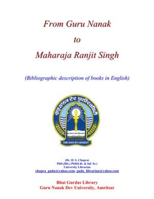 From Guru Nanak to Maharaja Ranjit Singh