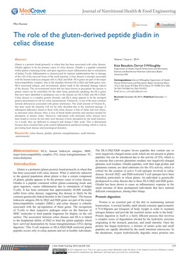 The Role of the Gluten-Derived Peptide Gliadin in Celiac Disease