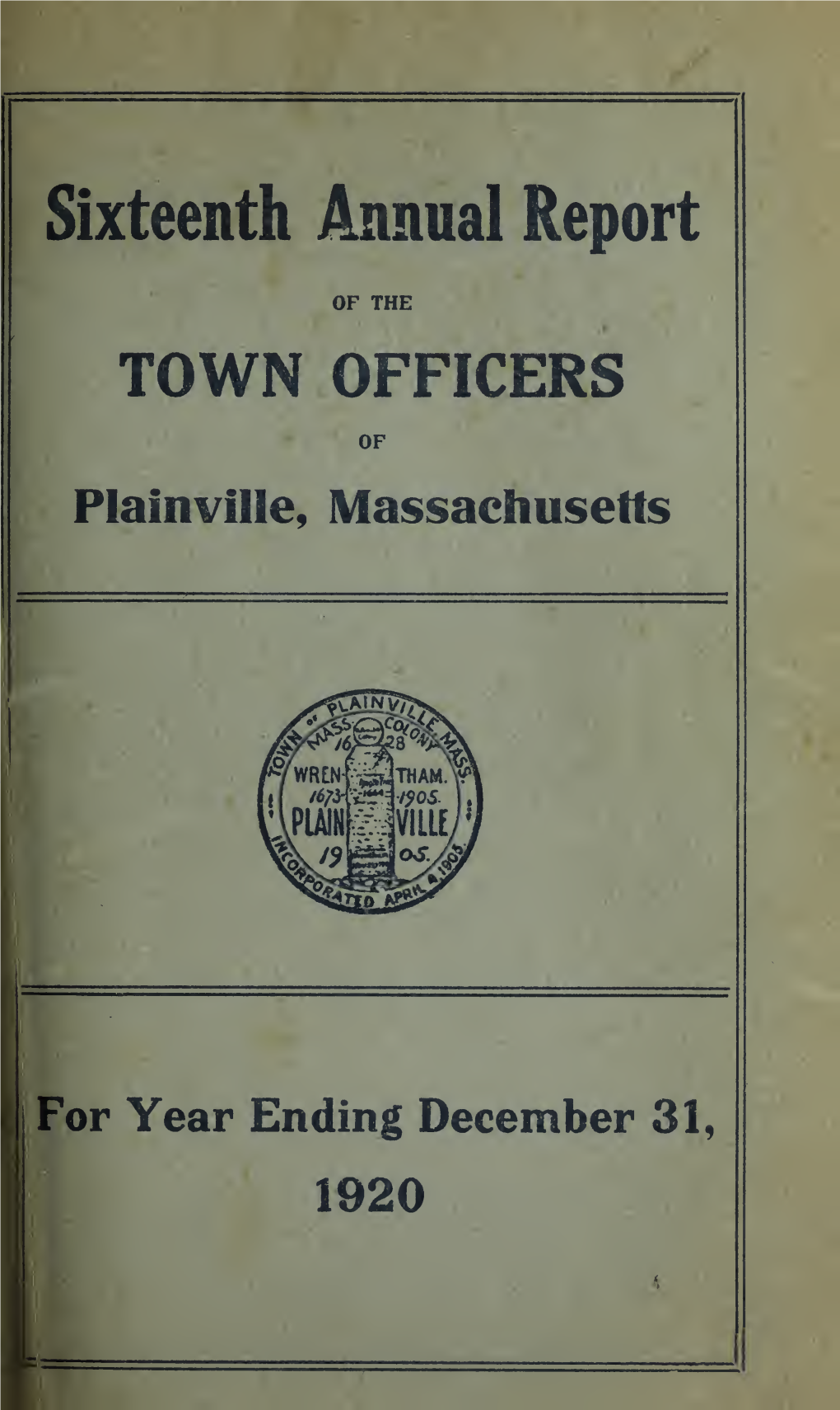 Plainville-1920.Pdf (8.937Mb)