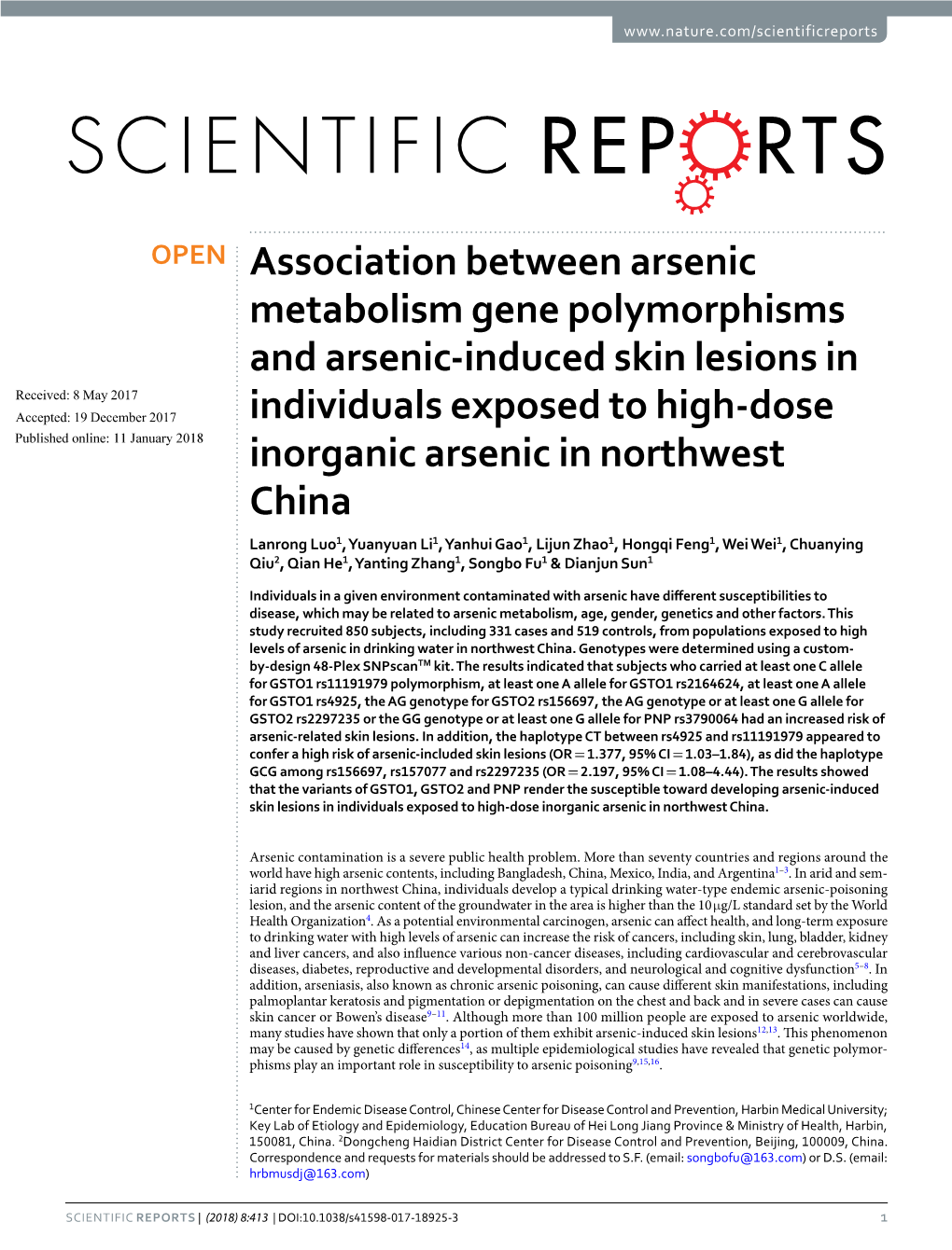 Association Between Arsenic Metabolism Gene Polymorphisms