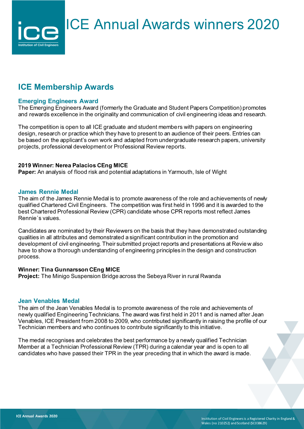 ICE Awards Winners 2020