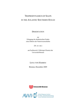 Trophodynamics of Salps in the Atlantic Southern Ocean