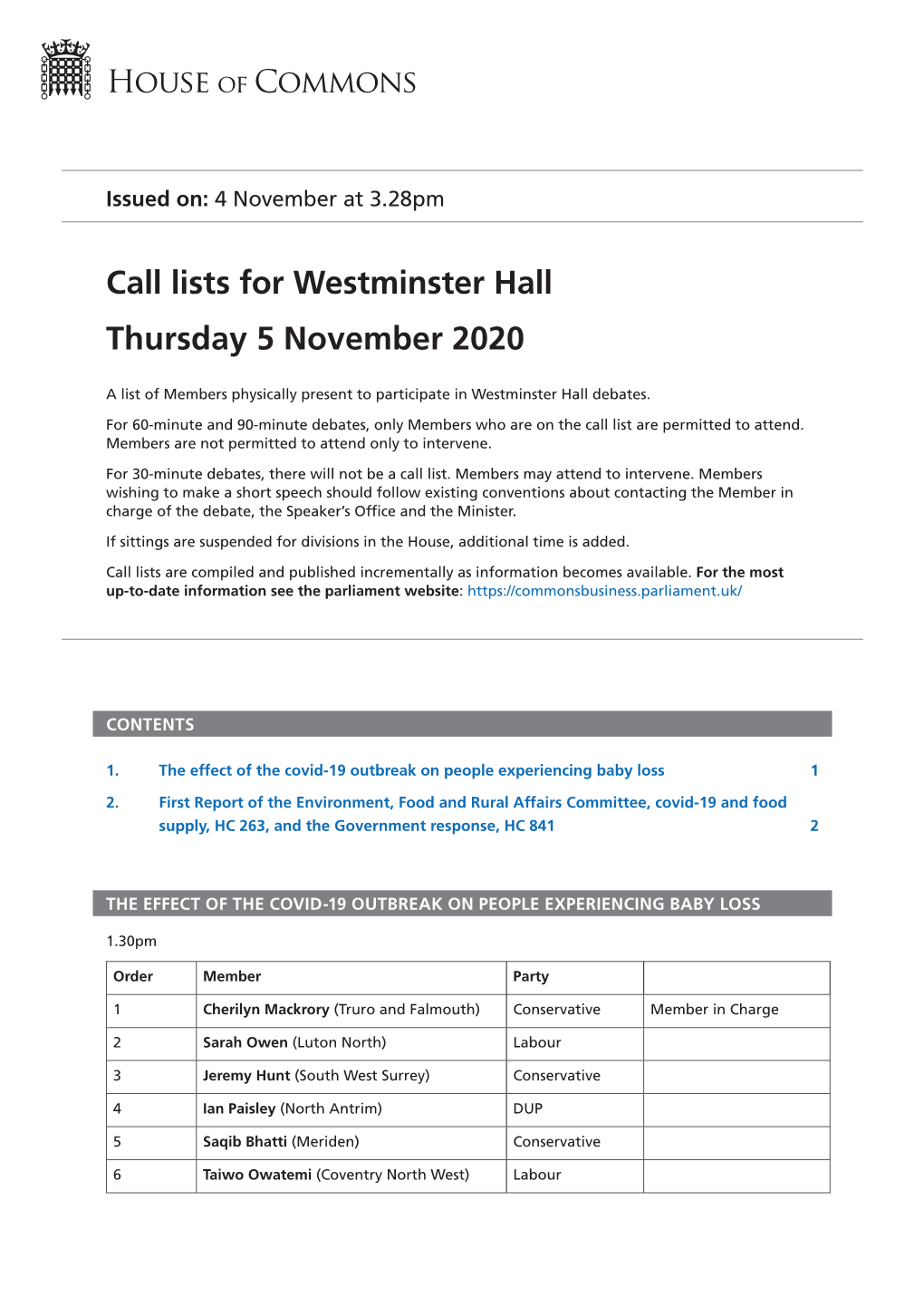 View Call Lists: Westminster Hall PDF File 0.05 MB