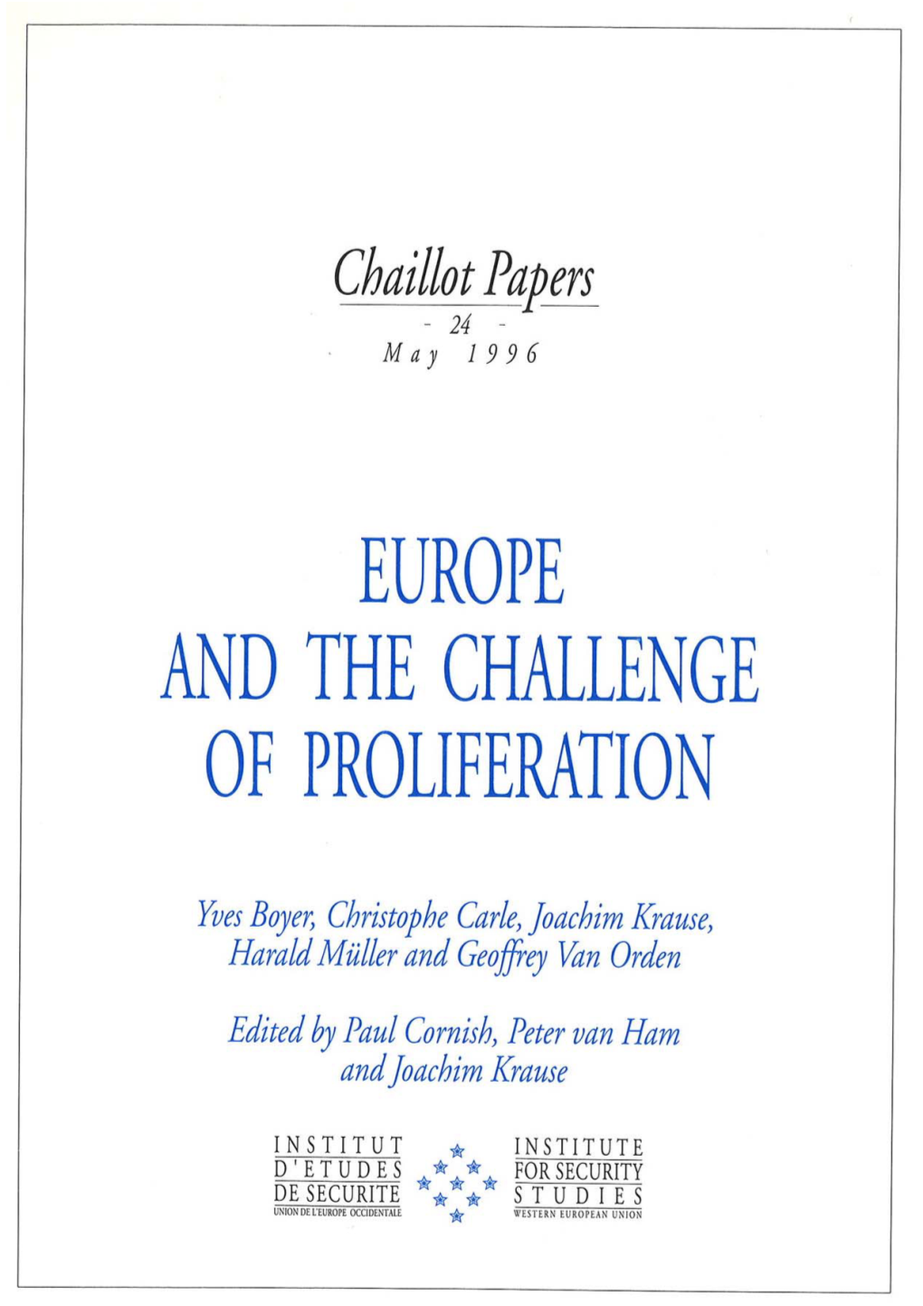 Europe and the Challenge of Proliferation