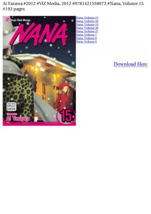 Ai Yazawa #2012 #VIZ Media, 2012 #9781421558073 #Nana, Volume 15 #193 Pages