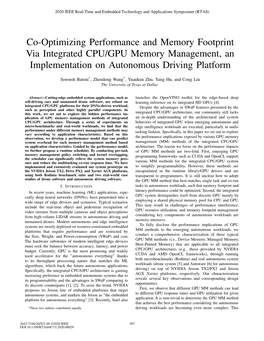 Co-Optimizing Performance and Memory Footprint Via Integrated CPU/GPU Memory Management, an Implementation on Autonomous Driving Platform