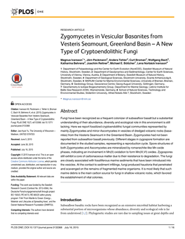 Zygomycetes in Vesicular Basanites from Vesteris Seamount, Greenland Basin – a New Type of Cryptoendolithic Fungi