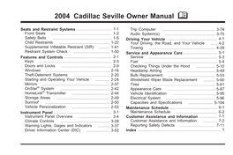 2004 Cadillac Seville Owner Manual M