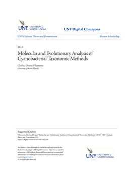 Molecular and Evolutionary Analysis of Cyanobacterial Taxonomic Methods Chelsea Denise Villanueva University of North Florida