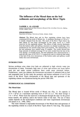 The Influence of the Mosul Dam on the Bed Sediments and Morphology of the River Tigris