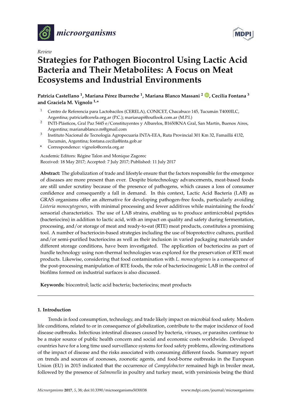 Strategies for Pathogen Biocontrol Using Lactic Acid Bacteria and Their Metabolites: a Focus on Meat Ecosystems and Industrial Environments