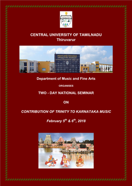 CENTRAL UNIVERSITY of TAMILNADU Thiruvarur