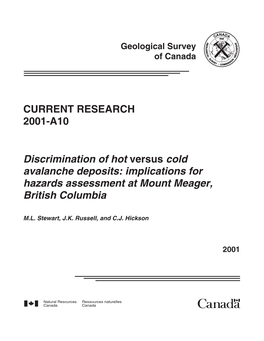 Discrimination of Hot Versus Cold Avalanche Deposits: Implications for Hazards Assessment at Mount Meager, British Columbia