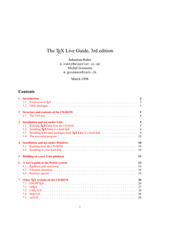 The TEX Live Guide, 3Rd Edition Sebastian Rahtz S.Rahtz@Elsevier.Co.Uk Michel Goossens M.Goossens@Cern.Ch March 1998