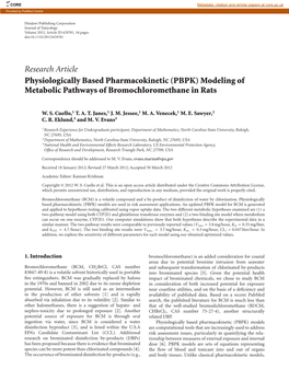 PBPK) Modeling of Metabolic Pathways of Bromochloromethane in Rats