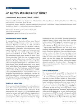 An Overview of Modern Proton Therapy