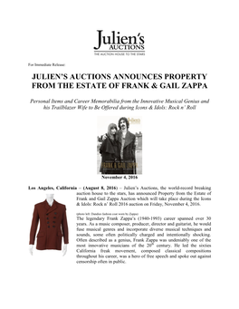 Julien's Auctions Announces Property from the Estate