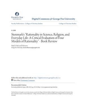 Stenmark's "Rationality in Science, Religion, and Everyday Life: a Critical Evaluation of Four Models of Rationality" - Book Review Mark S