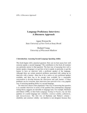 Language Proficiency Interviews: a Discourse Approach
