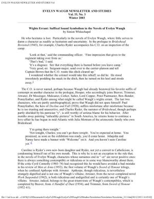 EVELYN WAUGH NEWSLETTER and STUDIES Vol
