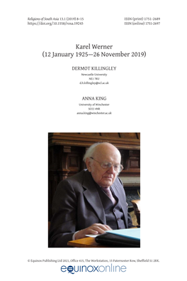 Karel Werner (12 January 1925—26 November 2019)