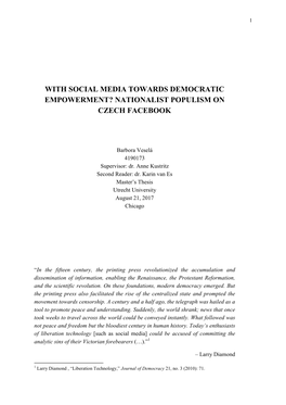 With Social Media Towards Democratic Empowerment? Nationalist Populism on Czech Facebook