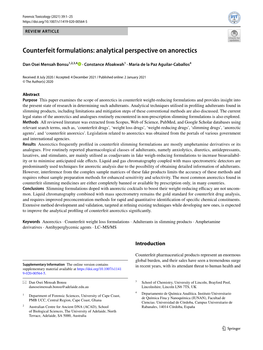 Counterfeit Formulations: Analytical Perspective on Anorectics