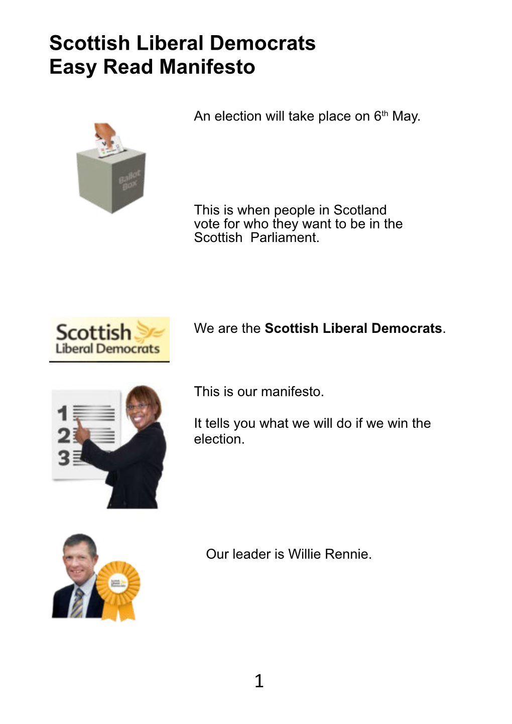 Easy Read Manifesto Scottish Lib Dems 2019