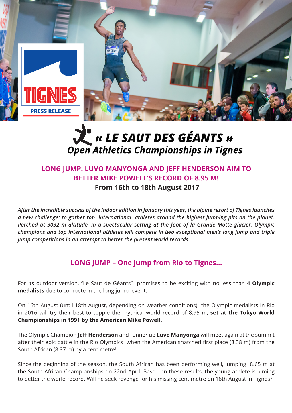 « LE SAUT DES GÉANTS » Open Athletics Championships in Tignes
