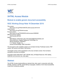 XHTML Access Module XHTML Access Module