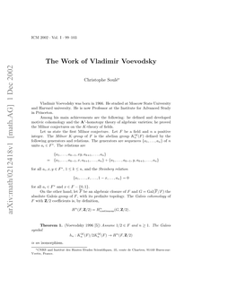 The Work of Vladimir Voevodsky 101