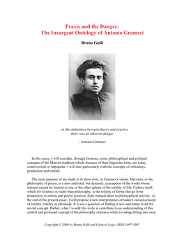 Praxis and the Danger: the Insurgent Ontology of Antonio Gramsci
