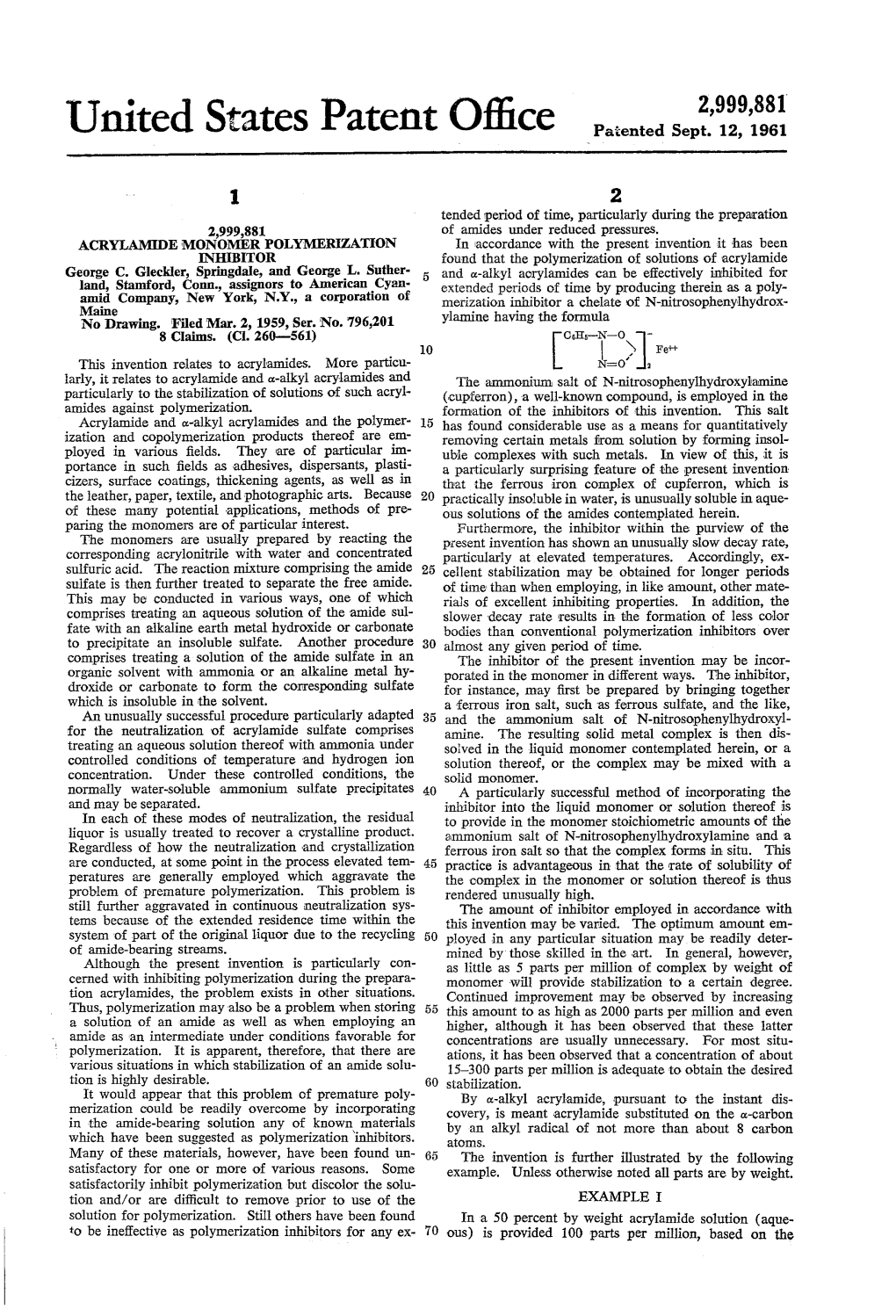 United States Patent Office Patented Sept