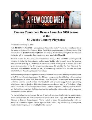 Famous Courtroom Drama Launches 2020 Season at the St. Jacobs Country Playhouse