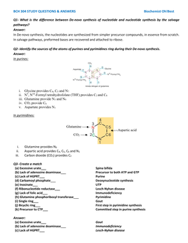 BCH 304 STUDY QUESTIONS & ANSWERS Biochemist