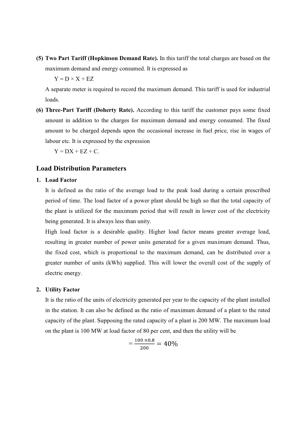 Power Plant Economics