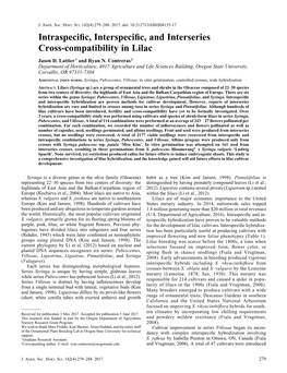 Intraspecific, Interspecific, and Interseries Cross-Compatibility in Lilac