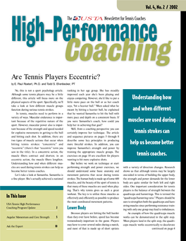 The Newsletter for Tennis Coaches