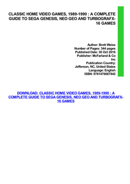 {Download PDF} Classic Home Video Games, 1989-1990