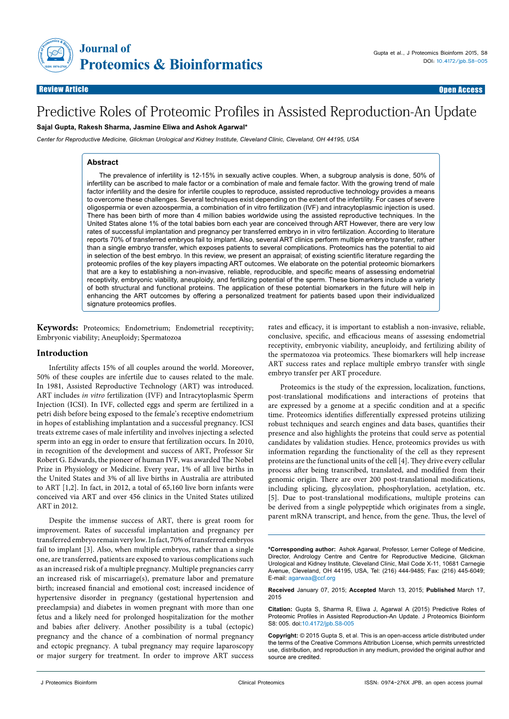 Predictive Roles of Proteomic Profiles In