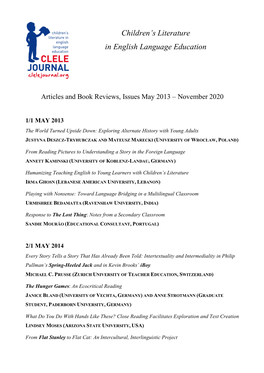 Articles and Book Reviews, Issues May 2013 – November 2020