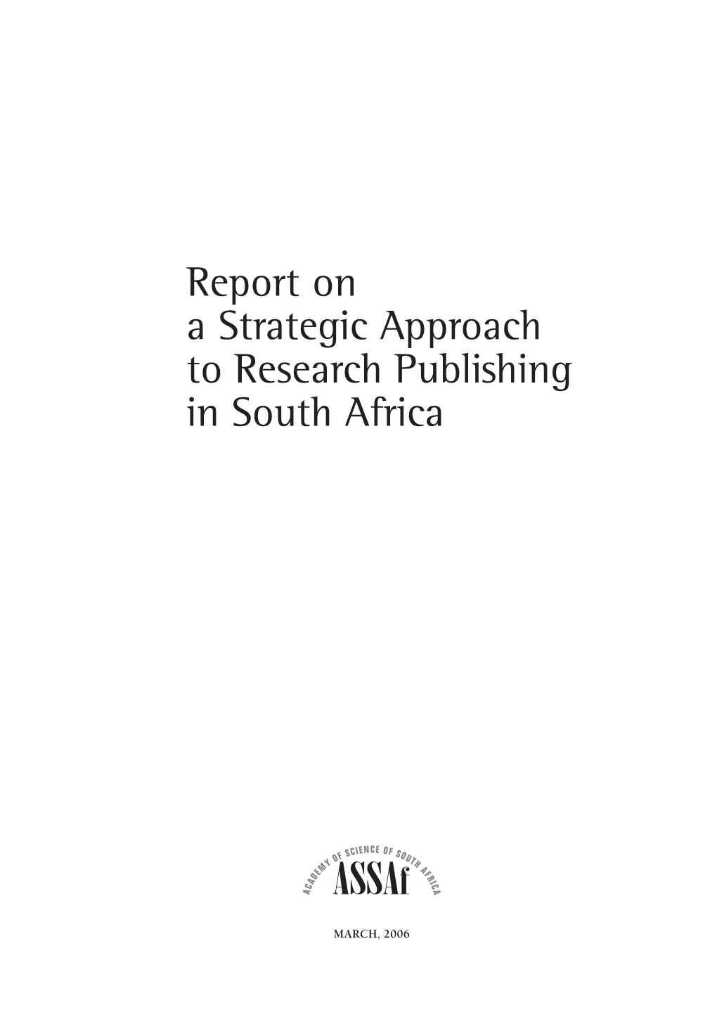 A Strategic Approach to Research Publishing in South Africa