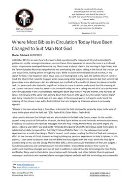Where Most Bibles in Circulation Today Have Been Changed to Suit Man Not God