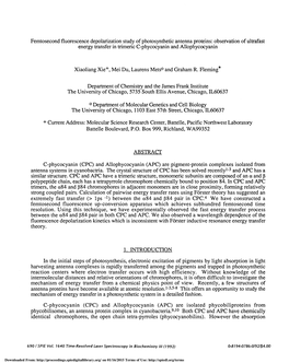 C-Phycocyanin (CPC) and Allophycocyanin (APC) Are Pigment-Protein Complexes Isolated from Antenna Systems in Cyanobactria