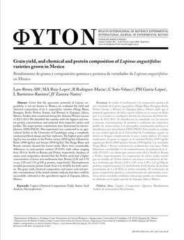 Grain Yield, and Chemical and Protein Composition of Lupinus
