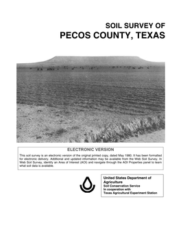 Detailed Soil Survey of Pecos County, Texas